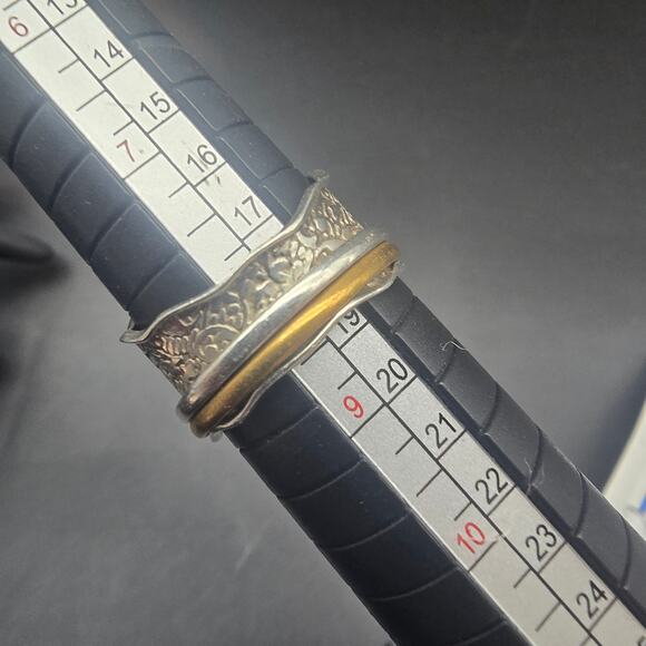 DbM Kensington Sterling Silver Black Tourmaline Ring Spinner Ring Size 8 - Picture 6 of 10